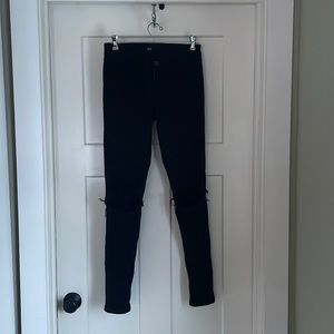3x1 distressed knee black jeans